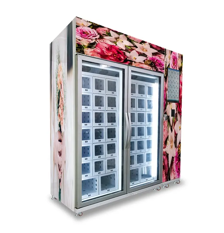 ठंडा लॉकर फूल वेंडिंग मशीन बिक्री के लिए समायोज्य तापमान स्मार्ट वेंडिंग के साथ टच स्क्रीन