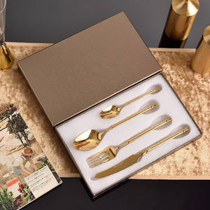 Service de vaisselle de luxe en acier inoxydable 304 série B avec logo personnalisé cadeau d'affaires ensemble de couverts 4 pièces - Product Image 3