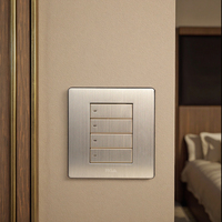 Interrupteur mural MGA ultra-plat 4 gangues 2 voies avec indicateur LED 250V 10A argent, application EWeLink, logo personnalisé
