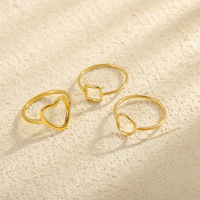 Bague en acier inoxydable ajourée en forme de cœur, best-seller transfrontalier, pour femme, bague de couple de niche, forme géométrique