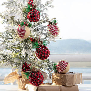 Bola de Adornos de Navidad de 8cm/3 uds. Bola de Navidad, hoja de aguja de pino, decoración de fruta de pino, Bola de espuma de Navidad de lino - Product Image 3