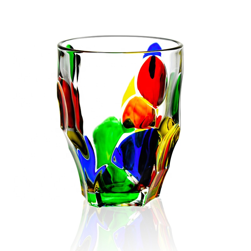 260 мл Ручная роспись красочный круговой узор виски стеклянный стакан чашка оптом