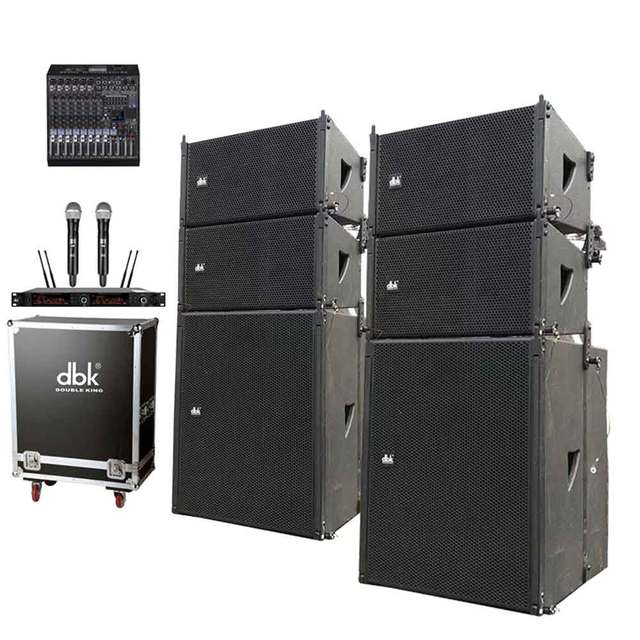 DBK 10 Inch Line Array Column Speaker System with Dual 15 Inch Subwoofer 2000W PA Sound Equipment for Concert Church
