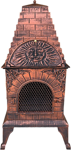 鋳鉄製ピザオーブンチミネア、BBQグリル付き木製ファイヤーピット、裏庭パティオヒーター、屋外暖炉、ガーデンチミネア - Product Image 6