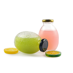 Mignon Spécial 250ml Ovale <span class=keywords><strong>Orange</strong></span> Peel Grenade Forme Boisson Bouteille En Verre Avec Bouchon En Métal Cold Brew Thé Café Jus Frais - Product Image 1