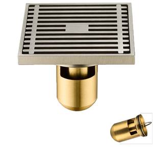 Drain de sol de douche carré moderne siphon de sol oxydé avec graphique à grille amovible pour salle de bain appartement - Product Image 2