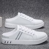 Chaussures pour hommes, taille extra large, chaussures décontractées pour hommes, chaussures de skate, en cuir synthétique, plates, blanches