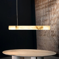 Luminaires suspendus Zeal Lighting, style minimaliste moderne, en cuivre et marbre, linéaires, en albâtre, pour table de salle à manger