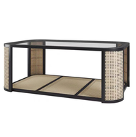 Ensemble de canapés modernes en rotin naturel avec structure en bois massif et coussins en tissu pour salon d'hôtel et de villa