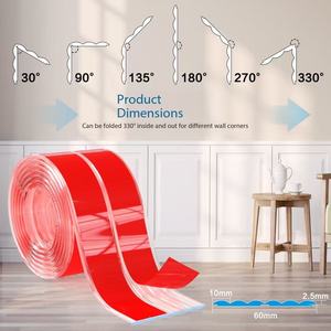 Clear Soft Self-Adhesive Wall <strong>Corner</strong> Guard, <strong>Protector</strong> For <strong>Furniture</strong>, Door &amp; Table <strong>Corners</strong>, Easy To Install - Product Image 3