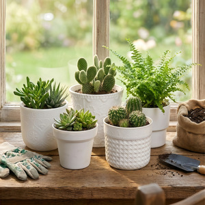 Pots de plantes en plastique à motif circulaire, ensemble de pots à succulentes modernes multi-tailles, pots de fleurs décoratifs pour la maison, jardinage intérieur et extérieur - Product Image 2