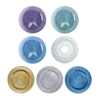 Assiettes de présentation en verre violet écologiques pour mariage – Lot de chargeurs de table en verre pour décoration de mariage