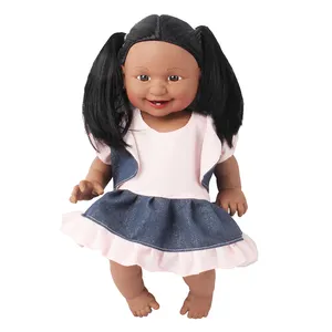 时尚非洲娃娃长发硅胶女孩玩具 18 英寸黑色娃娃