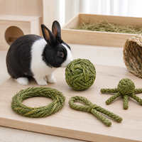 Aliments séchés en gros transfrontaliers pour lapins et hamsters, jouets à mâcher en foin de Timothy tressé pour soulager l'ennui et stimuler la dentition