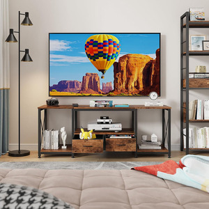 Console <span class=keywords><strong>TV</strong></span> industrielle 65 70 <span class=keywords><strong>75</strong></span> pouces Centre de divertissement Étagères de rangement ouvertes Tiroirs <span class=keywords><strong>en</strong></span> tissu Support <span class=keywords><strong>TV</strong></span> pour salon - Product Image 6