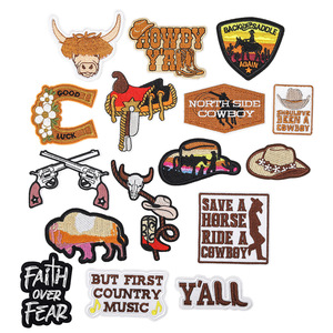 Howdy Yall Guangdong China Western Custom Embroidery Applique Patch Cap Men Iron On Faith Hat Patches For Hats - Product Image 1