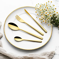 Ensemble de couverts de mariage de luxe moderne en acier inoxydable 18/10, qualité alimentaire, finition PVD or, poli miroir, personnalisable, en stock