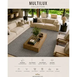 Alfombra de Polipropileno Gris Petra Multilux 90357, Lavable a Máquina, Apta para Mascotas, Cortable, para Dormitorio, Sala de Estar, Venta al Por Mayor - Product Image 3