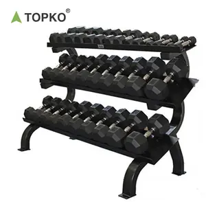 TOPKO-Juego de mancuernas de alta calidad, estante para gimnasio en casa, almacenamiento de mancuernas de 3 niveles