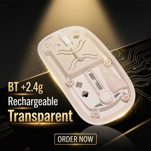 เมาส์ไร้สายบลูทูธแบบใส รุ่น Souris Silencieuse Pour Bureau สำหรับสำนักงาน รองรับโหมดคู่ ชาร์จซ้ำได้ - Product Image 1
