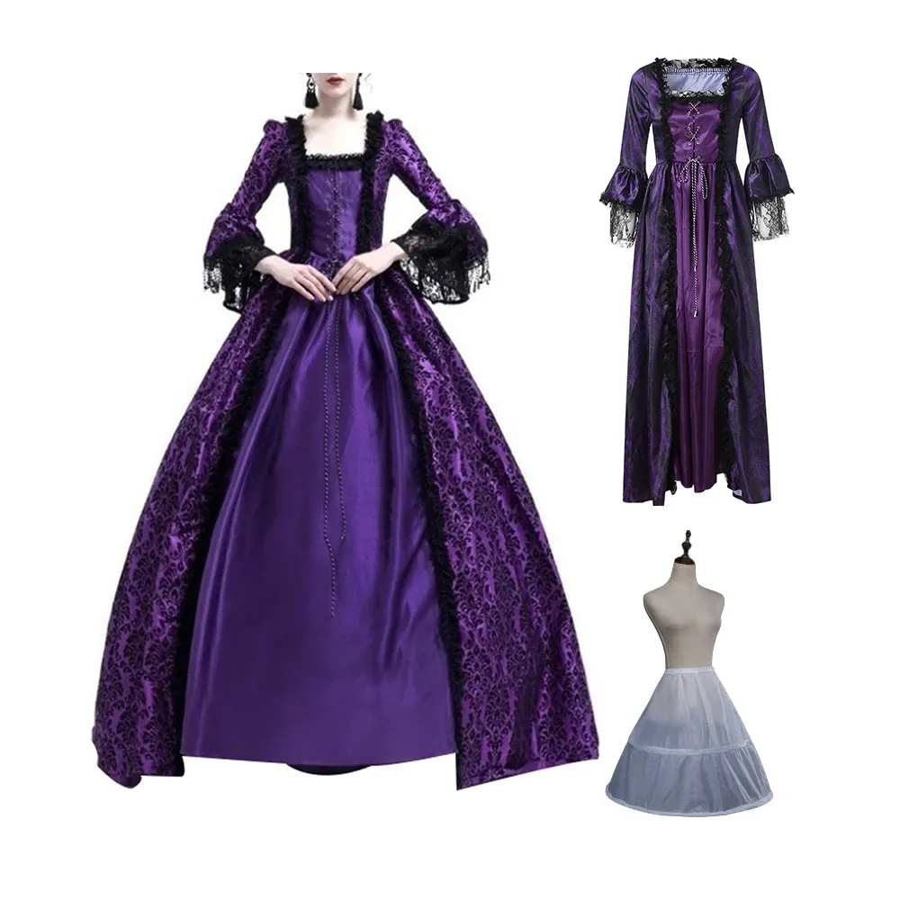 Traje Vintage Medieval renacentista, vestido de baile victoriano, reina de brocado real, princesa gótica, Victoriano