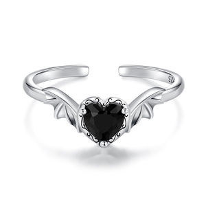 Pavé de Plata de Ley 925 con ajuste CZ, accesorio de moda de plata oxidada, joyería, alas de SCR1105-E, anillo de dedo medio - Product Image 1