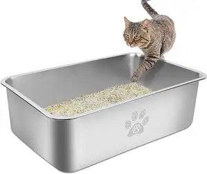 Custodia semi automatica per pulizia rapida in acciaio inossidabile per lettiera per gatti scatola di vassoi con coperchio alto