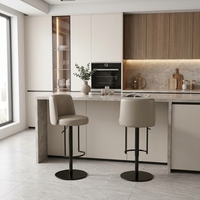 Tabouret de bar pivotant réglable en acier inoxydable titane noir avec assise en cuir et éponge haute densité pour comptoir de bar de luxe