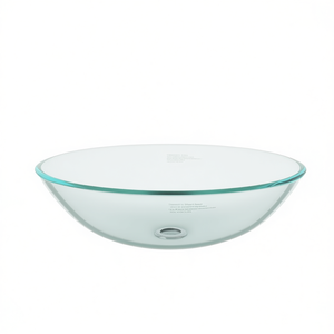 Transparent Tempered Glass <b>Bathroom</b> <b>Sink</b> 16.5 In <b>Round</b> Vessel Wall Mount Modern Design NSF Certified - Product Image 1