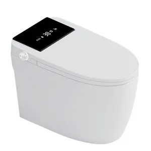 Toilettes intelligentes à bas prix, toilettes automatiques à montage sur sol noir et blanc