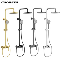Ensemble de douche en laiton avec mitigeur eau chaude/froide, colonne de douche cascade et douchette à main pour la rénovation de salle de bain