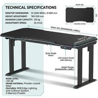 Ergonomic Heavy Duty 2 Motor Powerful RGB Standing Lifting Desk Frame Electric Height Adjustable Corner PC Computer Gaming Table