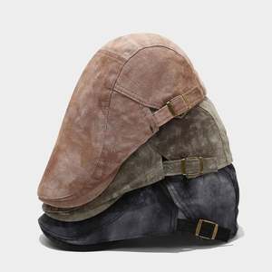 Casquette plate en coton tie-dye style vintage britannique pour femmes et hommes, chapeau décontracté d'extérieur, protection solaire, béret - Product Image 1