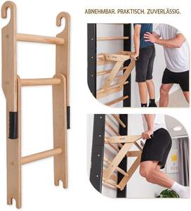 Escalera <span class=keywords><strong>sueca</strong></span> multifuncional <span class=keywords><strong>de</strong></span> pared con barra <span class=keywords><strong>de</strong></span> gimnasio <span class=keywords><strong>de</strong></span> madera y barras para flexiones - Product Image 4