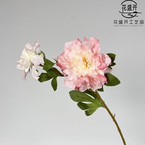 Flor de Peonía Artificial, Rama Individual, Flor de Seda, Rojo Champán, Rosa, Decoración para Bodas y Hogar - Product Image 3