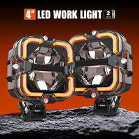 Feux de travail LED 4 pouces bicolores 6500K pour voiture, barre carrée, clignotants, DRL ambre, feux de croisement/route, antibrouillard, tout-terrain