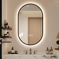 Miroir mural ovale à LED avec éclairage arrière, interrupteur tactile, 3 températures de couleur réglables, anti-buée, IP44, miroir de salle de bain