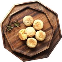 Plateaux en bois d'acacia, plateau de service rond, planche à charcuterie, 2 pièces, assiette décorative en bois, plateau pour aliments, plateau à biscuits