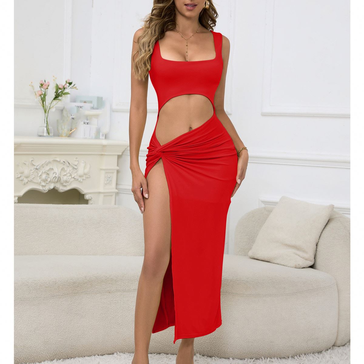 long sleeve v neck dress maxi Black V-Neck Elegant Maxi Dress With Slit And Long Bell Sleeves  SYLEND