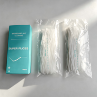 Fil dentaire jetable Premium Super Floss, 50 unités, pour couronnes, bridges, implants, orthodontie, nettoyage des espaces interdentaires