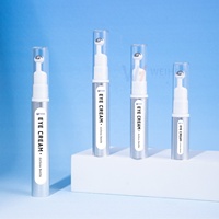 Flacon de crème pour les yeux sans air en plastique AS doré/argenté de 5 ml, 10 ml, 12 ml, 15 ml avec impression sérigraphiée et tête de massage à bille