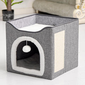 Winter warm bedeckte Möbel niedlichen modernen Haustier Eigentums wohnung Katze <span class=keywords><strong>Hideaway</strong></span> Höhlen bett mit Kratz kissen - Product Image 1