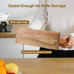 Juego de <span class=keywords><strong>cuchillos</strong></span> de madera de acacia, soporte de doble cara <span class=keywords><strong>con</strong></span> imanes fuertes, soporte magnético para <span class=keywords><strong>cuchillos</strong></span> para mostrador de cocina - Product Image 5