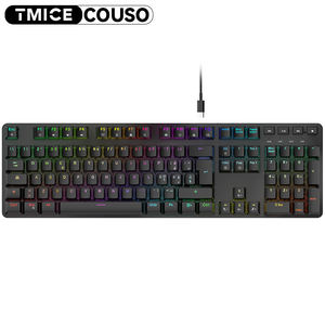 Clavier mécanique filaire <span class=keywords><strong>AZERTY</strong></span> personnalisable 104 touches, panneau métallique rétroéclairé RVB, interrupteurs rouges linéaires anti-ghosting, clavier de jeu - Product Image 2