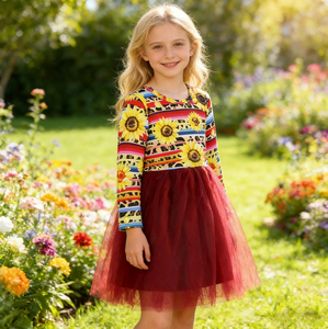 Abito Tutu a Maniche Lunghe per Bambina OEM ODM Stampe Personalizzate Vestito da Festa Serale Compleanno per Bambini Autunno Primavera - Product Image 2