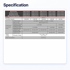 KPM5XVUG400G <b>Hard</b> <b>Drive</b> 400GB SAS 12gbs <b>Solid</b> <b>State</b> Disk SSD Enterprise 2.5IN TLC Data Center Server PM5-V 118033327-02 KPM5XVUG - Product Image 2