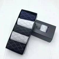 Chaussettes mi-hautes pour hommes, 5 paires, en coton, pour le bureau, printemps, automne, hiver, chaussettes décontractées pour affaires, en boîte