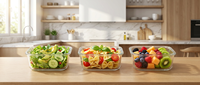 Ensemble de contenants de préparation de repas en verre hermétiques réutilisables, boîte à lunch en verre de qualité alimentaire pour fruits, bento, micro-ondes, pour l'école