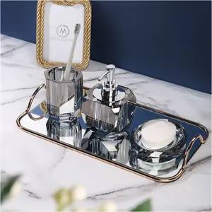 Dispensador de jabón de cristal de diamante transparente, alta gama, para Baño
