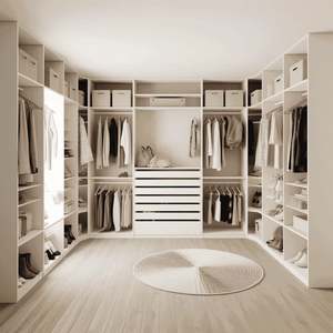 Factory Custom Modern American Style Walk-in Closet <b>White</b> Wood <b>Wardrobes</b> Design Storage Bedroom Furniture - Product Image 6